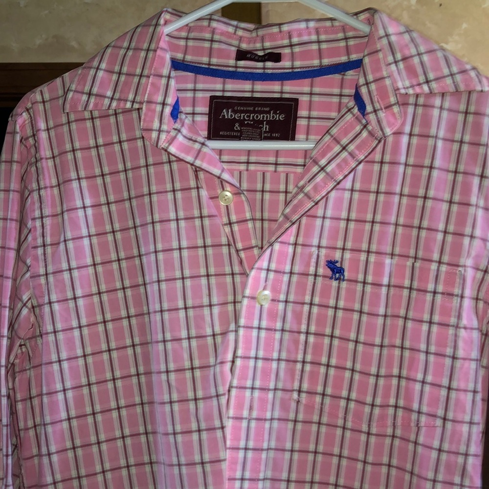 Pink plaid Abercrombie Button Shirt